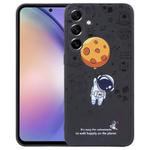 For Samsung Galaxy A54 5G Astronaut Pattern Silicone Straight Edge Phone Case(Planet Landing-Black)