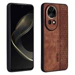 For Huawei nova 12 AZNS 3D Embossed Skin Feel Phone Case(Brown)