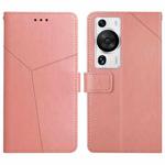 For Huawei P60 Pro HT01 Y-shaped Pattern Flip Leather Phone Case(Pink)