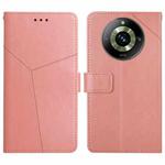 For Realme 11 Pro 5G / 11 Pro+ 5G HT01 Y-shaped Pattern Flip Leather Phone Case(Pink)