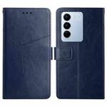 For vivo V27E 4G Global HT01 Y-shaped Pattern Flip Leather Phone Case(Blue)
