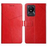 For vivo Y02A 4G / Y02 4G / Y11 2023 HT01 Y-shaped Pattern Flip Leather Phone Case(Red)