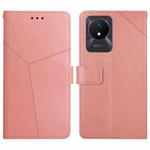 For vivo Y02A 4G / Y02 4G / Y11 2023 HT01 Y-shaped Pattern Flip Leather Phone Case(Pink)