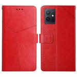 For vivo Y55S 5G 2023 / Y55 5G / T1 5G HT01 Y-shaped Pattern Flip Leather Phone Case(Red)