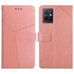 For vivo Y55S 5G 2023 / Y55 5G / T1 5G HT01 Y-shaped Pattern Flip Leather Phone Case(Pink)