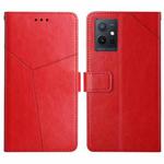 For vivo Y75 5G Global HT01 Y-shaped Pattern Flip Leather Phone Case(Red)