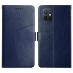 For vivo Y75 5G Global HT01 Y-shaped Pattern Flip Leather Phone Case(Blue)