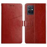 For vivo Y75 5G Global HT01 Y-shaped Pattern Flip Leather Phone Case(Brown)