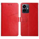 For vivo Y77E 5G HT01 Y-shaped Pattern Flip Leather Phone Case(Red)