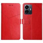 For vivo Y77 5G Global / Y22S 4G Global  HT01 Y-shaped Pattern Flip Leather Phone Case(Red)