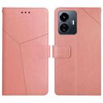 For vivo Y77 5G Global / Y22S 4G Global  HT01 Y-shaped Pattern Flip Leather Phone Case(Pink)