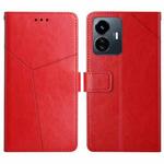 For vivo Y22 4G Global / Y35 4G Global HT01 Y-shaped Pattern Flip Leather Phone Case(Red)