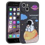 For iPhone 6 Plus / 6s Plus Milk Tea Astronaut Pattern Liquid Silicone Phone Case(Ivory Black)