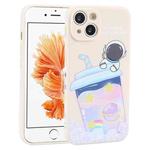 For iPhone 6 / 6s Milk Tea Astronaut Pattern Liquid Silicone Phone Case(Ivory White)