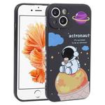 For iPhone 6 / 6s Milk Tea Astronaut Pattern Liquid Silicone Phone Case(Ivory Black)