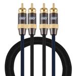 EMK 2 x RCA Male to 2 x RCA Male Gold Plated Connector Nylon Braid Coaxial Audio Cable for TV / Amplifier / Home Theater / DVD, Cable Length:1m(Black)