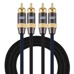 EMK 2 x RCA Male to 2 x RCA Male Gold Plated Connector Nylon Braid Coaxial Audio Cable for TV / Amplifier / Home Theater / DVD, Cable Length:1.5m(Black)