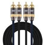 EMK 2 x RCA Male to 2 x RCA Male Gold Plated Connector Nylon Braid Coaxial Audio Cable for TV / Amplifier / Home Theater / DVD, Cable Length:2m(Black)