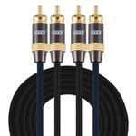 EMK 2 x RCA Male to 2 x RCA Male Gold Plated Connector Nylon Braid Coaxial Audio Cable for TV / Amplifier / Home Theater / DVD, Cable Length:3m(Black)