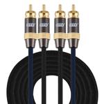 EMK 2 x RCA Male to 2 x RCA Male Gold Plated Connector Nylon Braid Coaxial Audio Cable for TV / Amplifier / Home Theater / DVD, Cable Length:5m(Black)