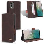 For Nokia C32 Magnetic Clasp Leather Phone Case(Brown)