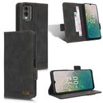 For Nokia C32 Magnetic Clasp Leather Phone Case(Black)