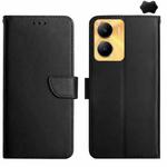 For vivo Y56 5G Global Genuine Leather Fingerprint-proof Flip Phone Case(Black)