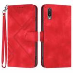 For Samsung Galaxy A02 EU Version Line Pattern Skin Feel Leather Phone Case(Red)