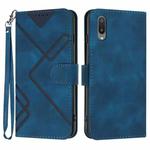 For Samsung Galaxy A02 EU Version Line Pattern Skin Feel Leather Phone Case(Royal Blue)