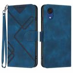 For Samsung Galaxy A03 Core Line Pattern Skin Feel Leather Phone Case(Royal Blue)