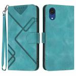 For Samsung Galaxy A03 Core Line Pattern Skin Feel Leather Phone Case(Light Blue)