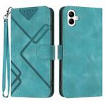 For Samsung Galaxy A04e Line Pattern Skin Feel Leather Phone Case(Light Blue)