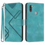 For Samsung Galaxy A11 EU Version Line Pattern Skin Feel Leather Phone Case(Light Blue)