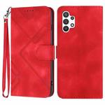 For Samsung Galaxy A13 4G Line Pattern Skin Feel Leather Phone Case(Red)