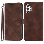 For Samsung Galaxy A13 4G Line Pattern Skin Feel Leather Phone Case(Coffee)