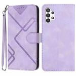 For Samsung Galaxy A13 4G Line Pattern Skin Feel Leather Phone Case(Light Purple)
