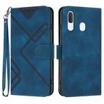 For Samsung Galaxy A20 / A30 Line Pattern Skin Feel Leather Phone Case(Royal Blue)