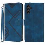 For Samsung Galaxy A24 4G Line Pattern Skin Feel Leather Phone Case(Royal Blue)