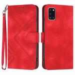 For Samsung Galaxy A31 Line Pattern Skin Feel Leather Phone Case(Red)
