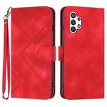 For Samsung Galaxy A32 5G Line Pattern Skin Feel Leather Phone Case(Red)