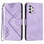 For Samsung Galaxy A32 5G Line Pattern Skin Feel Leather Phone Case(Light Purple)