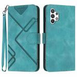 For Samsung Galaxy A32 5G Line Pattern Skin Feel Leather Phone Case(Light Blue)