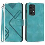 For Samsung Galaxy A33 5G Line Pattern Skin Feel Leather Phone Case(Light Blue)