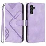 For Samsung Galaxy A34 5G Line Pattern Skin Feel Leather Phone Case(Light Purple)