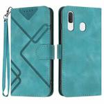 For Samsung Galaxy A40 Line Pattern Skin Feel Leather Phone Case(Light Blue)