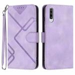 For Samsung Galaxy A50 / A50s Line Pattern Skin Feel Leather Phone Case(Light Purple)