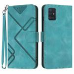 For Samsung Galaxy A51 5G Line Pattern Skin Feel Leather Phone Case(Light Blue)