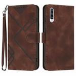 For Samsung Galaxy A70 Line Pattern Skin Feel Leather Phone Case(Coffee)