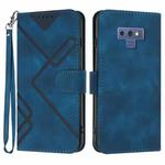 For Samsung Galaxy Note9 Line Pattern Skin Feel Leather Phone Case(Royal Blue)