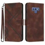 For Samsung Galaxy Note9 Line Pattern Skin Feel Leather Phone Case(Coffee)